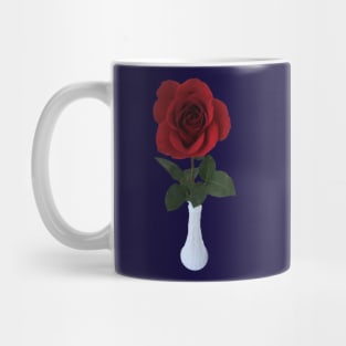 Dark Red Rose in a White Vase Mug